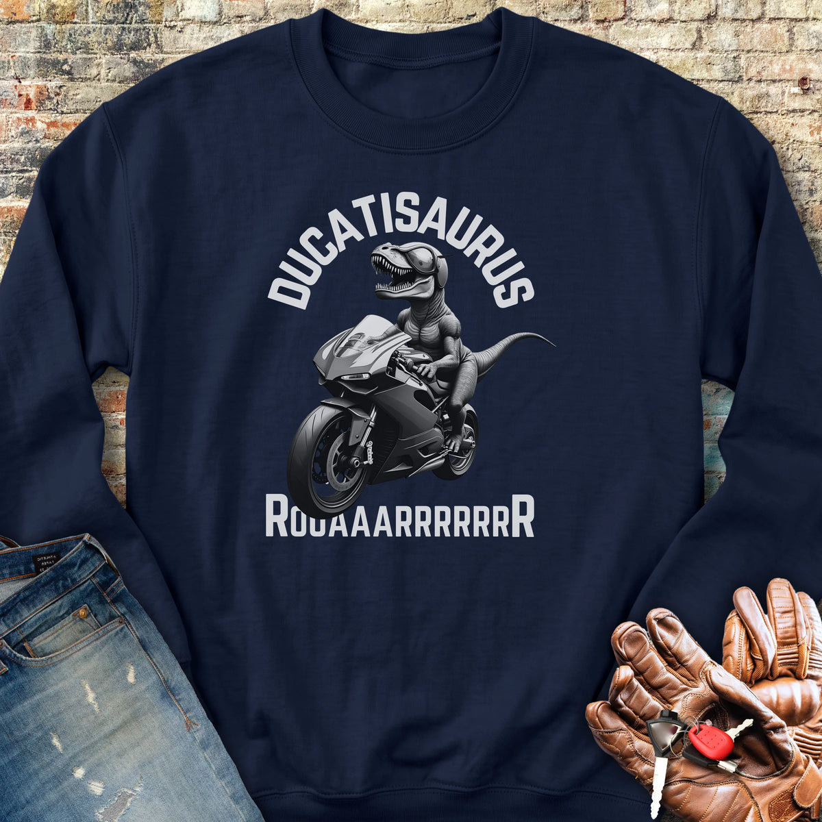 Ducatisaurus (B&W) Sweatshirt - Navy