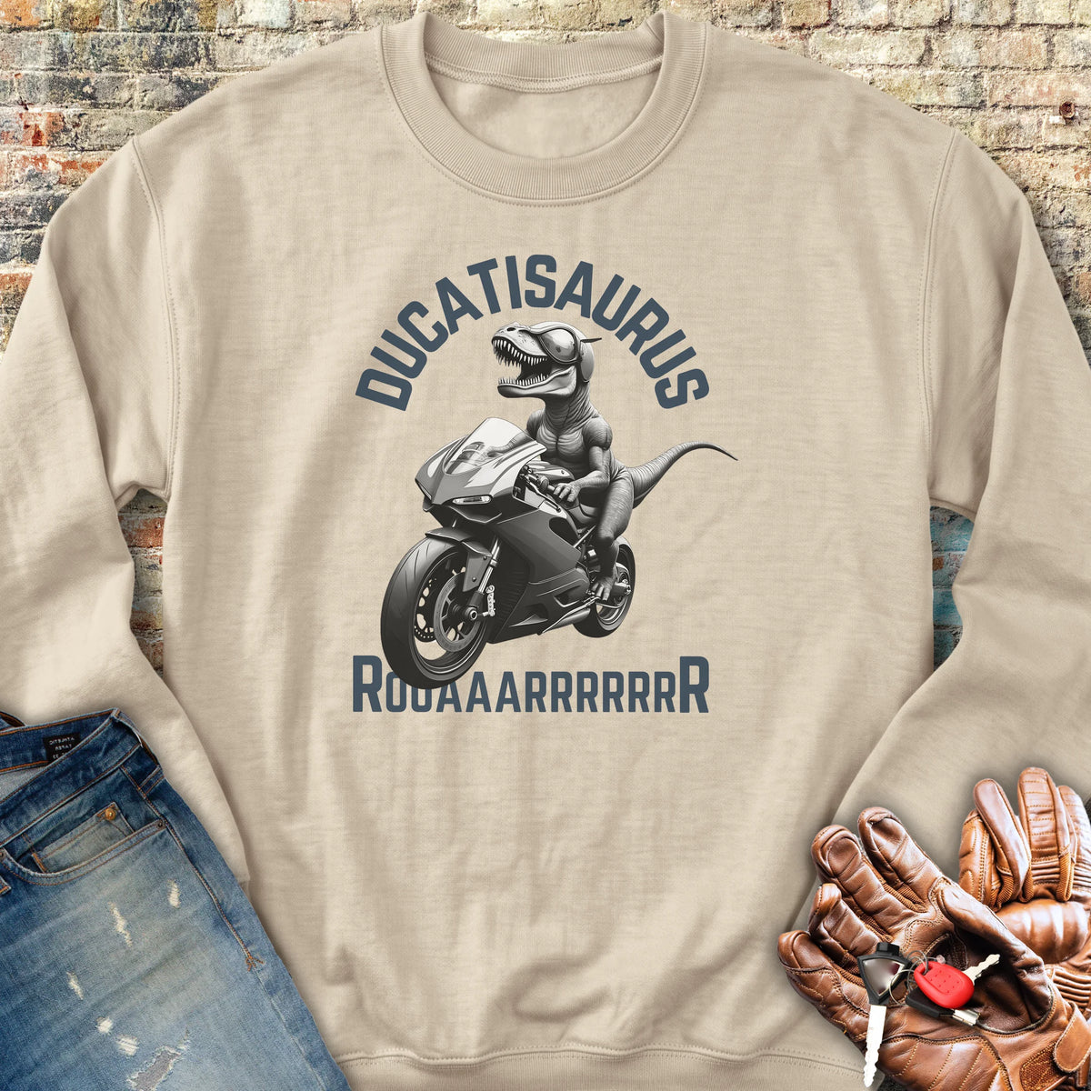 Ducatisaurus (B&W) Sweatshirt - Sand