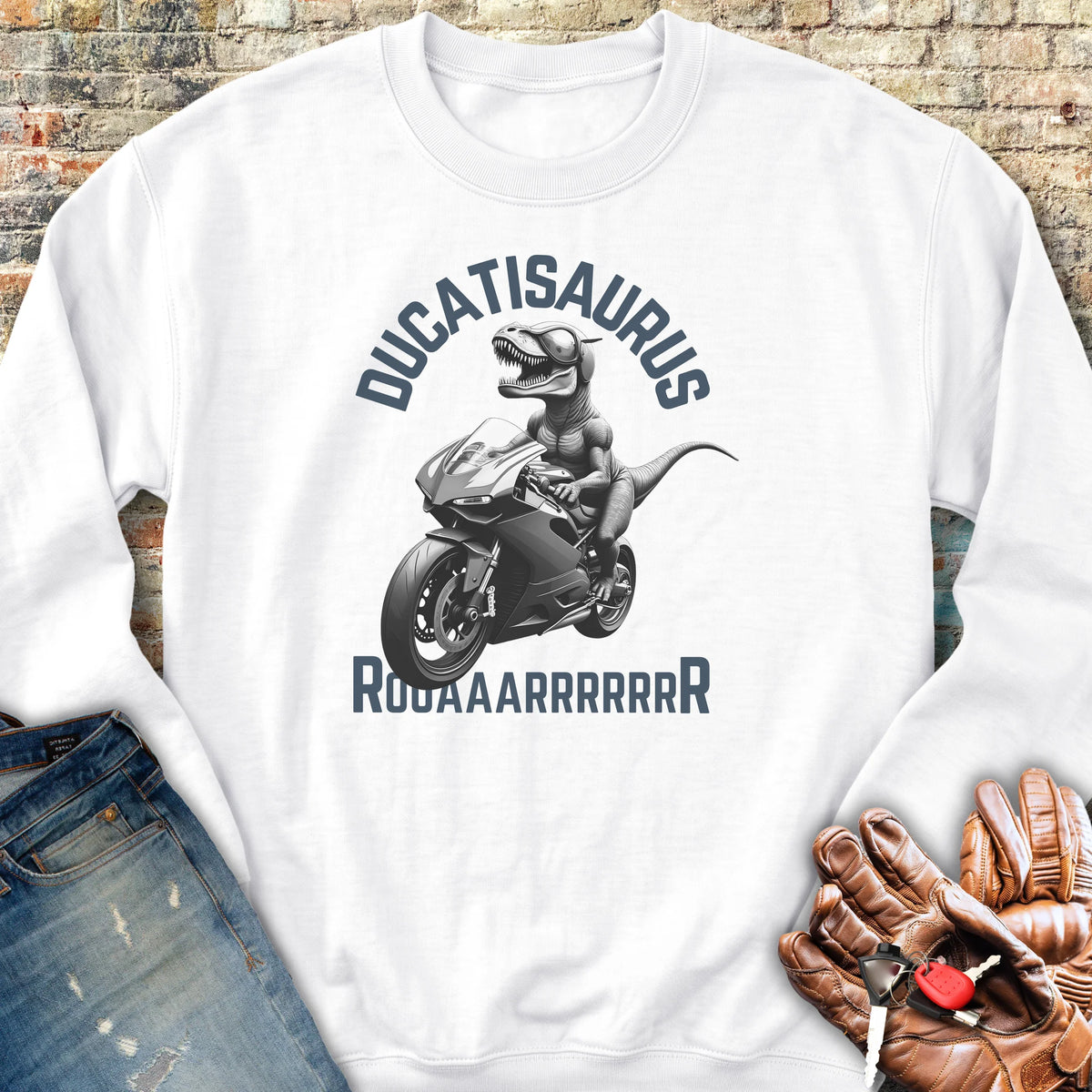 Ducatisaurus (B&W) Sweatshirt - White