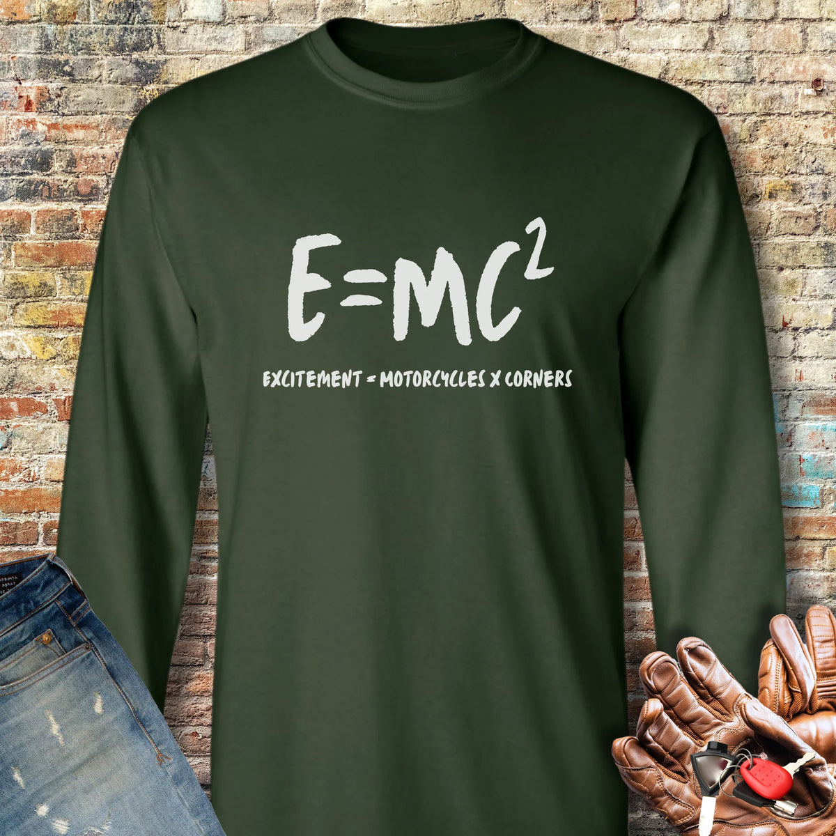 E=MC2 Long Sleeve T-Shirt - Forest Green