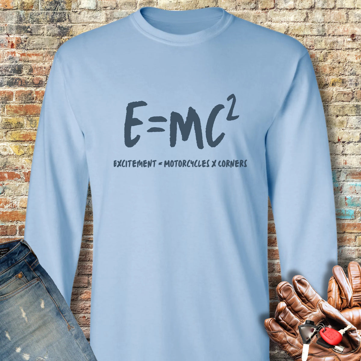E=MC2 Long Sleeve T-Shirt - Light Blue
