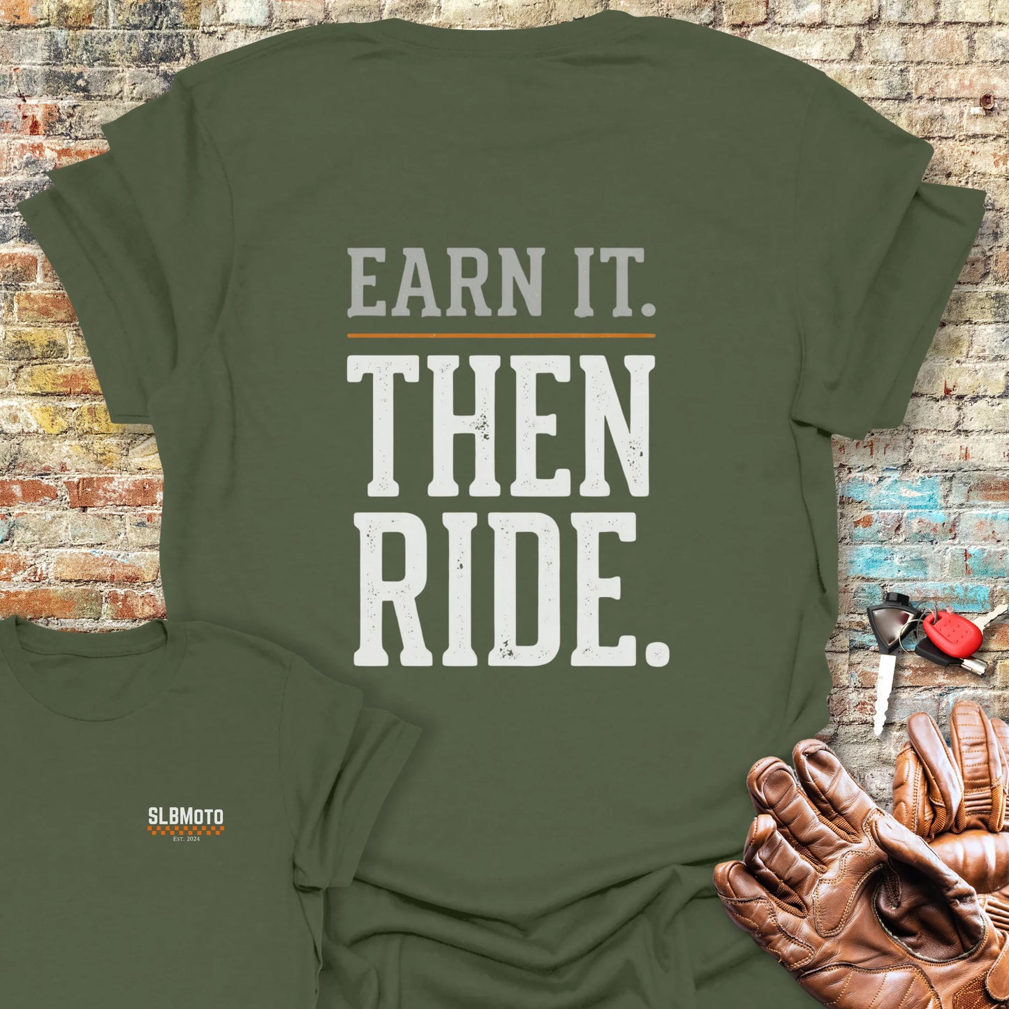 Earn It Back Print T-Shirt - Military Green