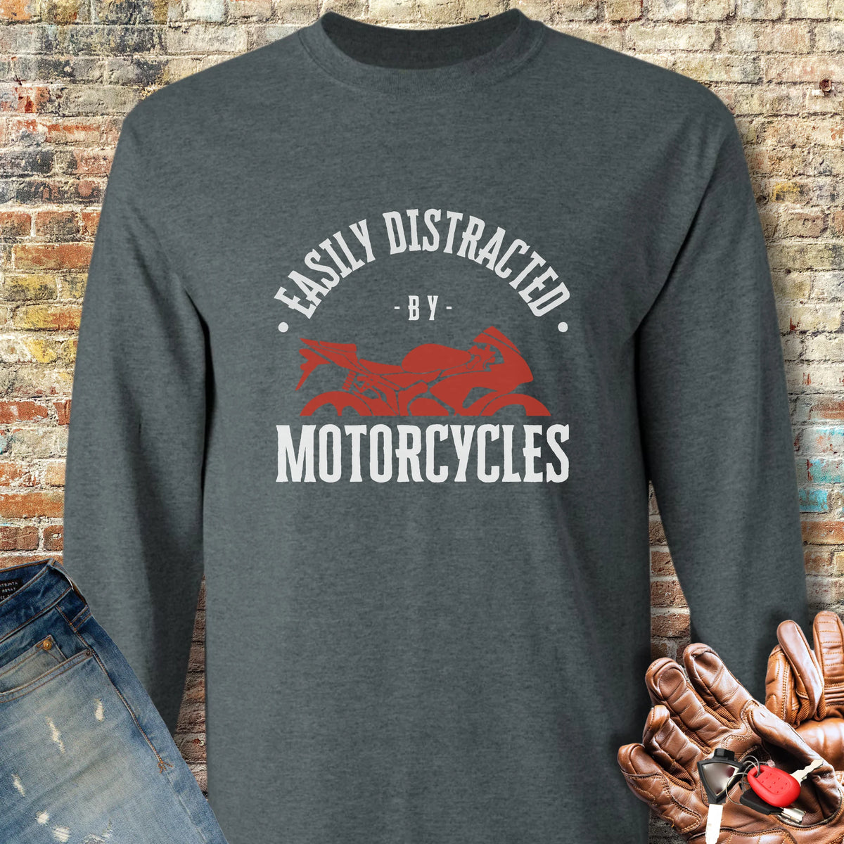 Distracted Long Sleeve T-Shirt - Dark Heather