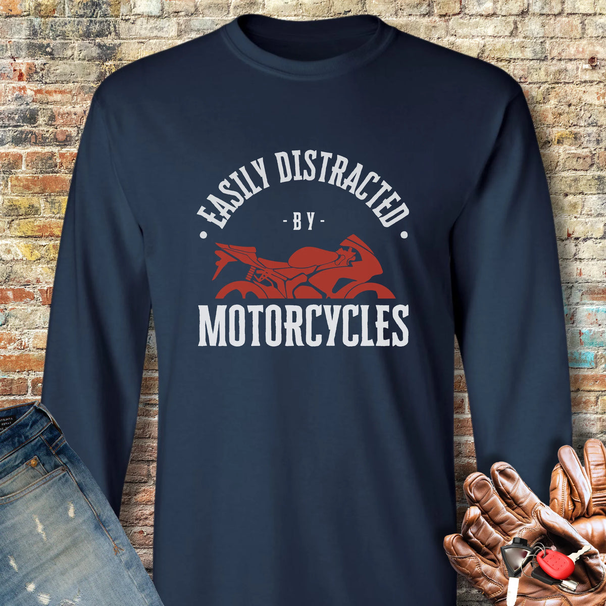 Distracted Long Sleeve T-Shirt - Navy