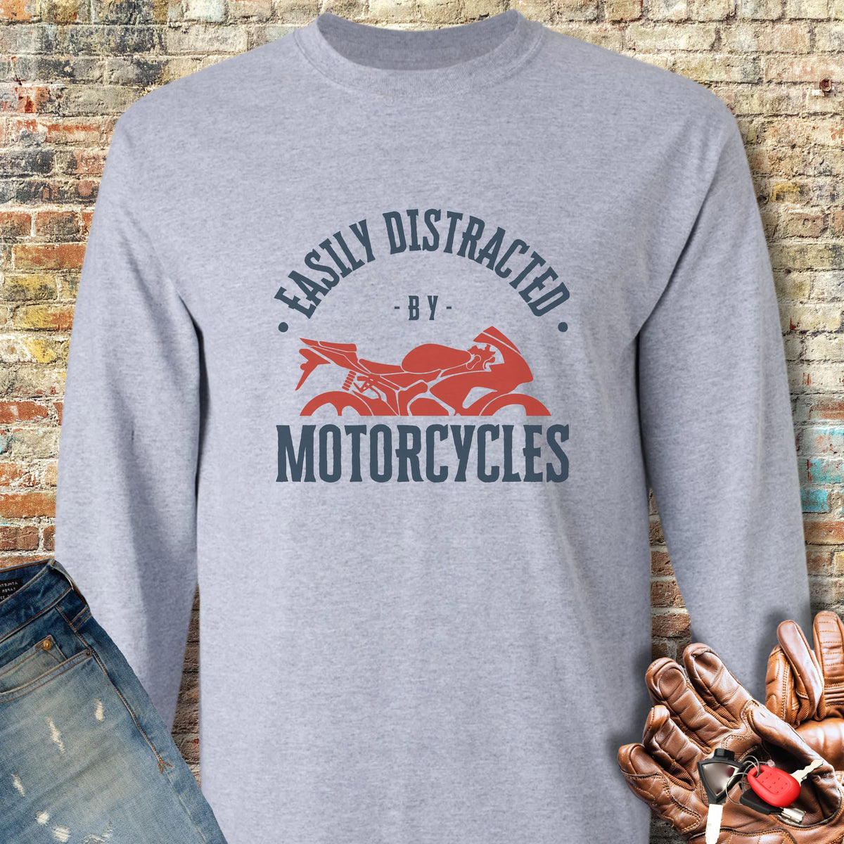 Distracted Long Sleeve T-Shirt - Sport Grey