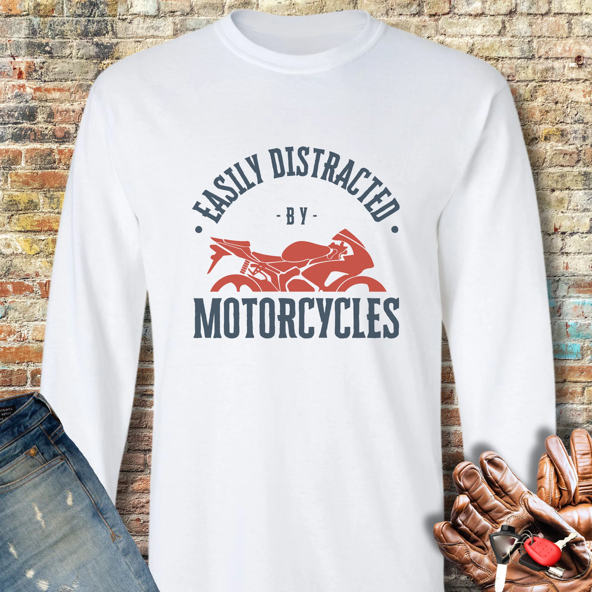 Distracted Long Sleeve T-Shirt - White
