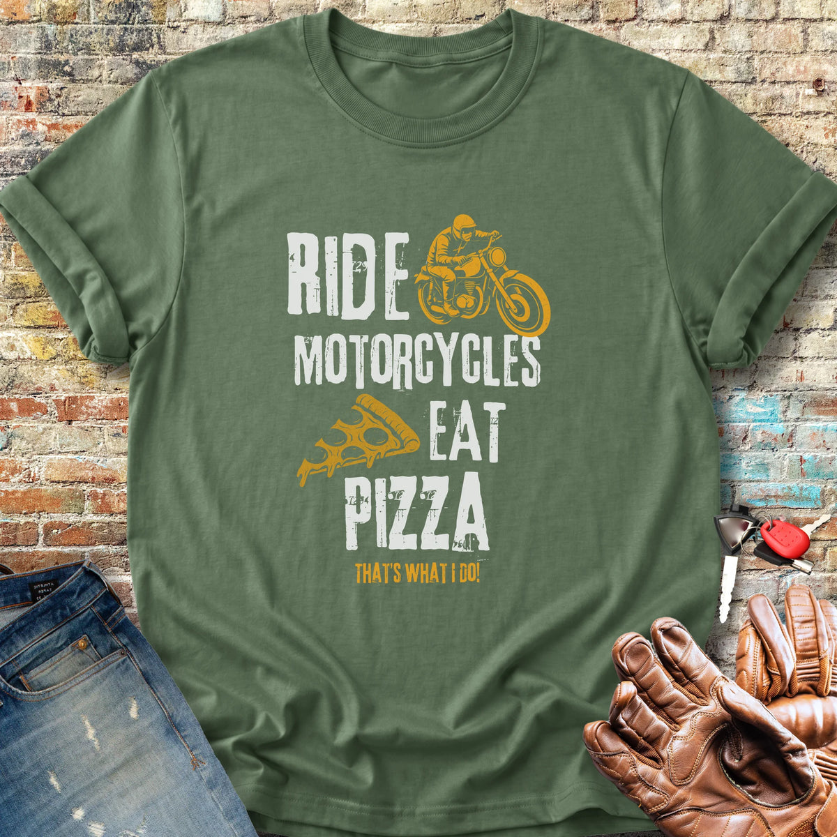 Eat Pizza Classic T-Shirt - Military Green