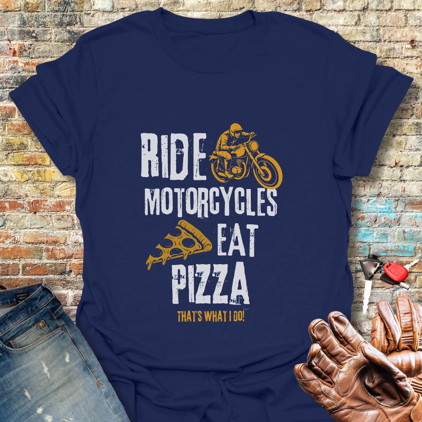 Eat Pizza T-Shirt - Navy