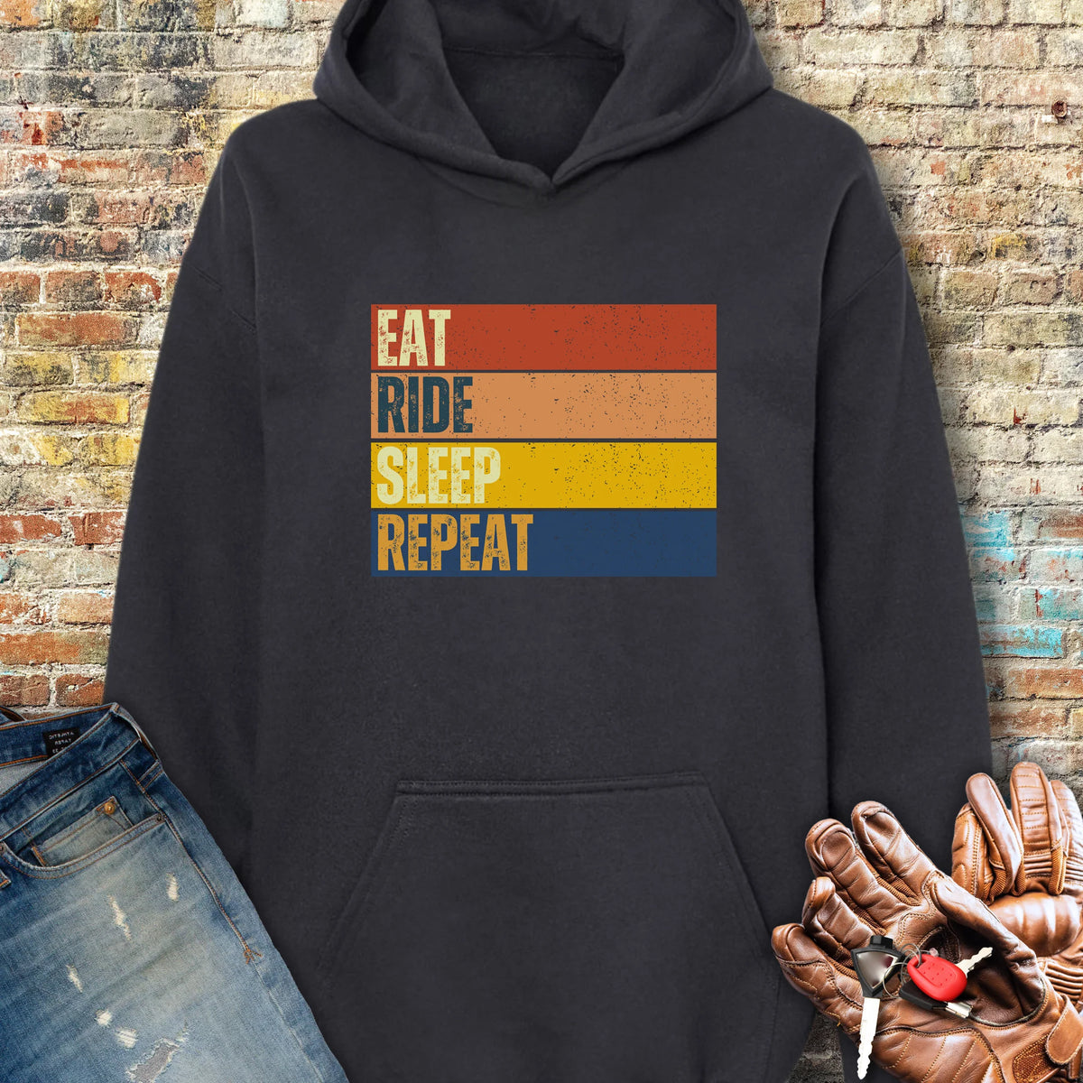 Eat Ride Sleep Repeat (Block) Hoodie - Black