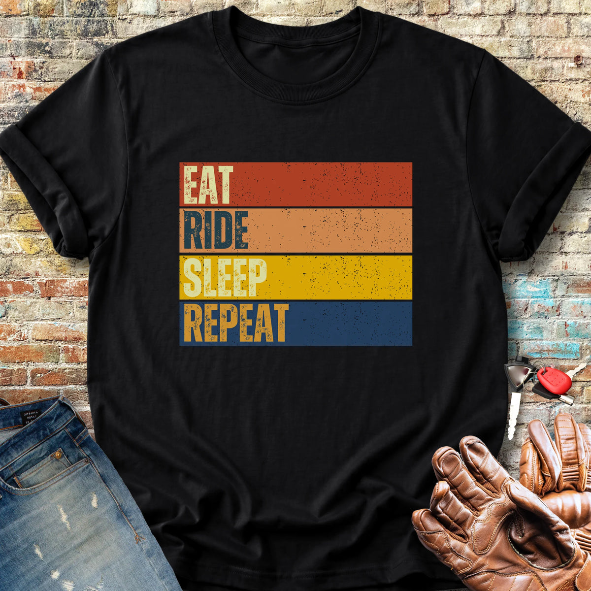 Eat Ride Sleep Repeat (Block) Classic T-Shirt - Black