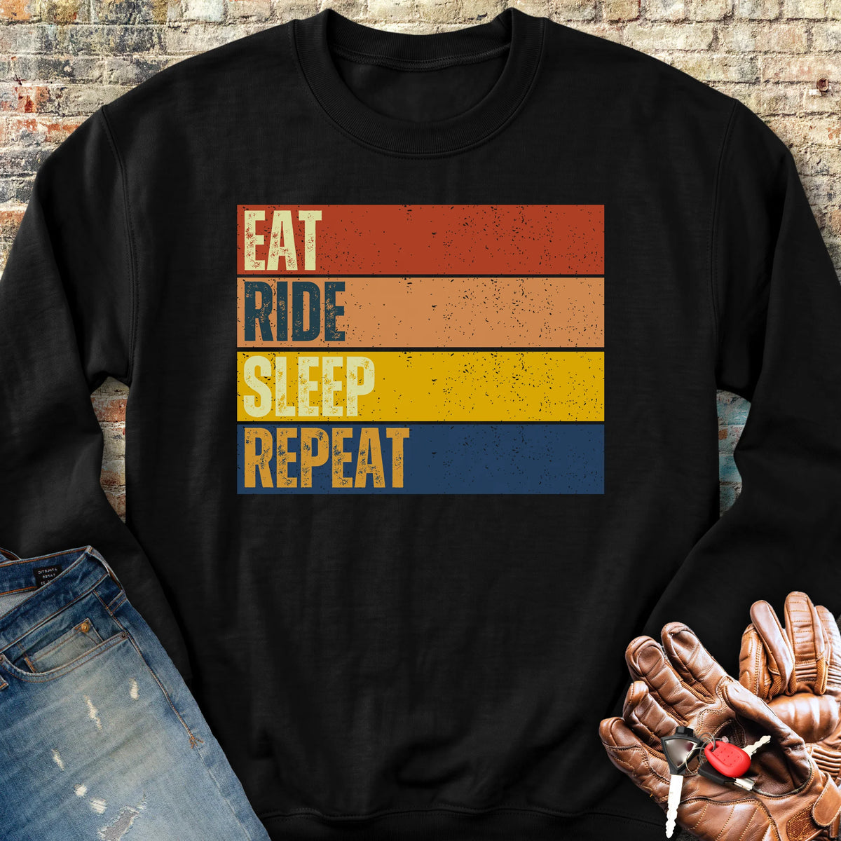 Eat Ride Sleep Repeat (Block) Sweatshirt - Black