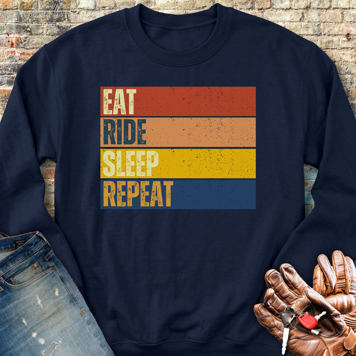 Eat Ride Sleep Repeat (Block) Sweatshirt - Navy