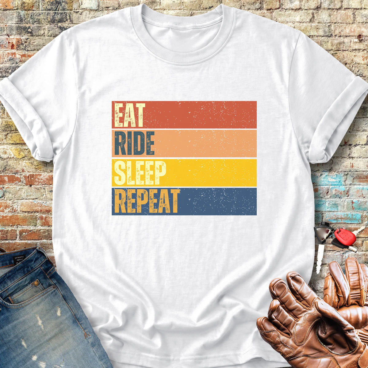 Eat Ride Sleep Repeat (Block) Classic T-Shirt - White