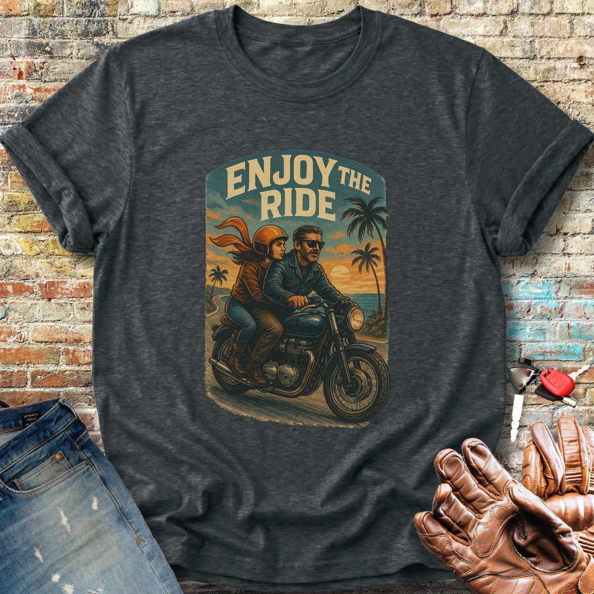Enjoy The Ride Classic T-Shirt - Dark Heather