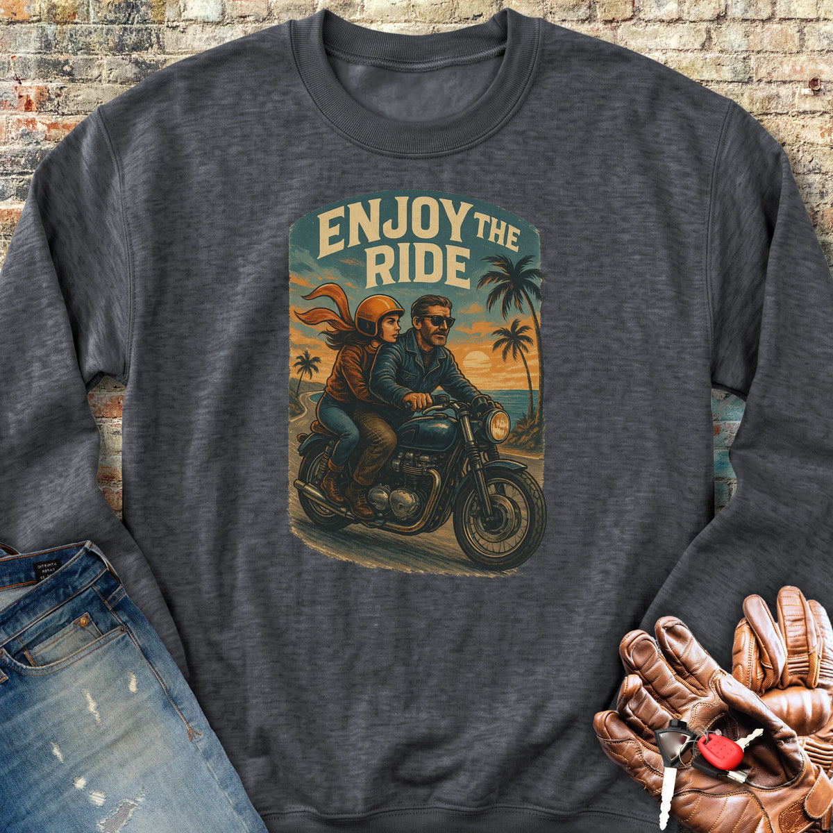 Enjoy The Ride Sweatshirt - Dark Heather