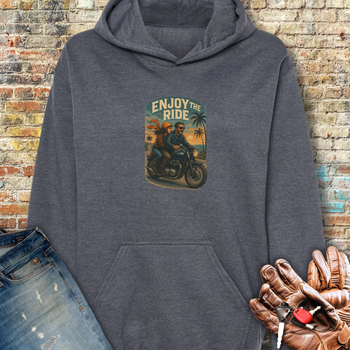 Enjoy The Ride Hoodie - Dark Heather