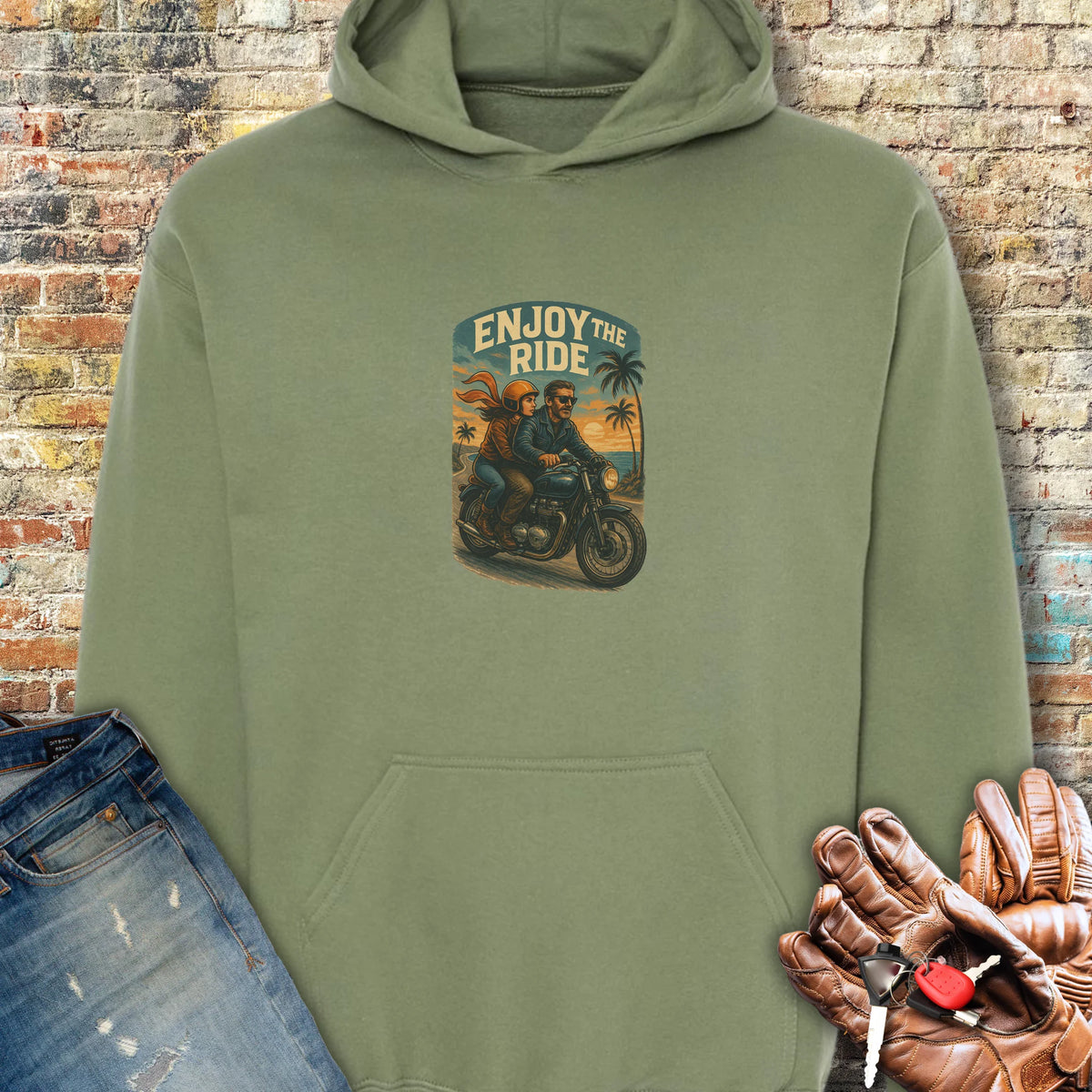 Enjoy The Ride Hoodie - Military Green