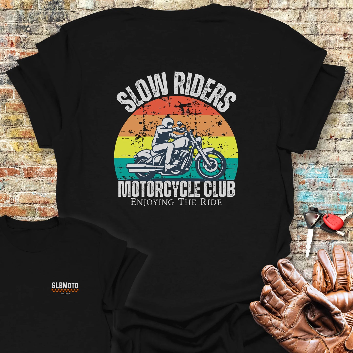 Enjoying The Ride Back Print T-Shirt - Black