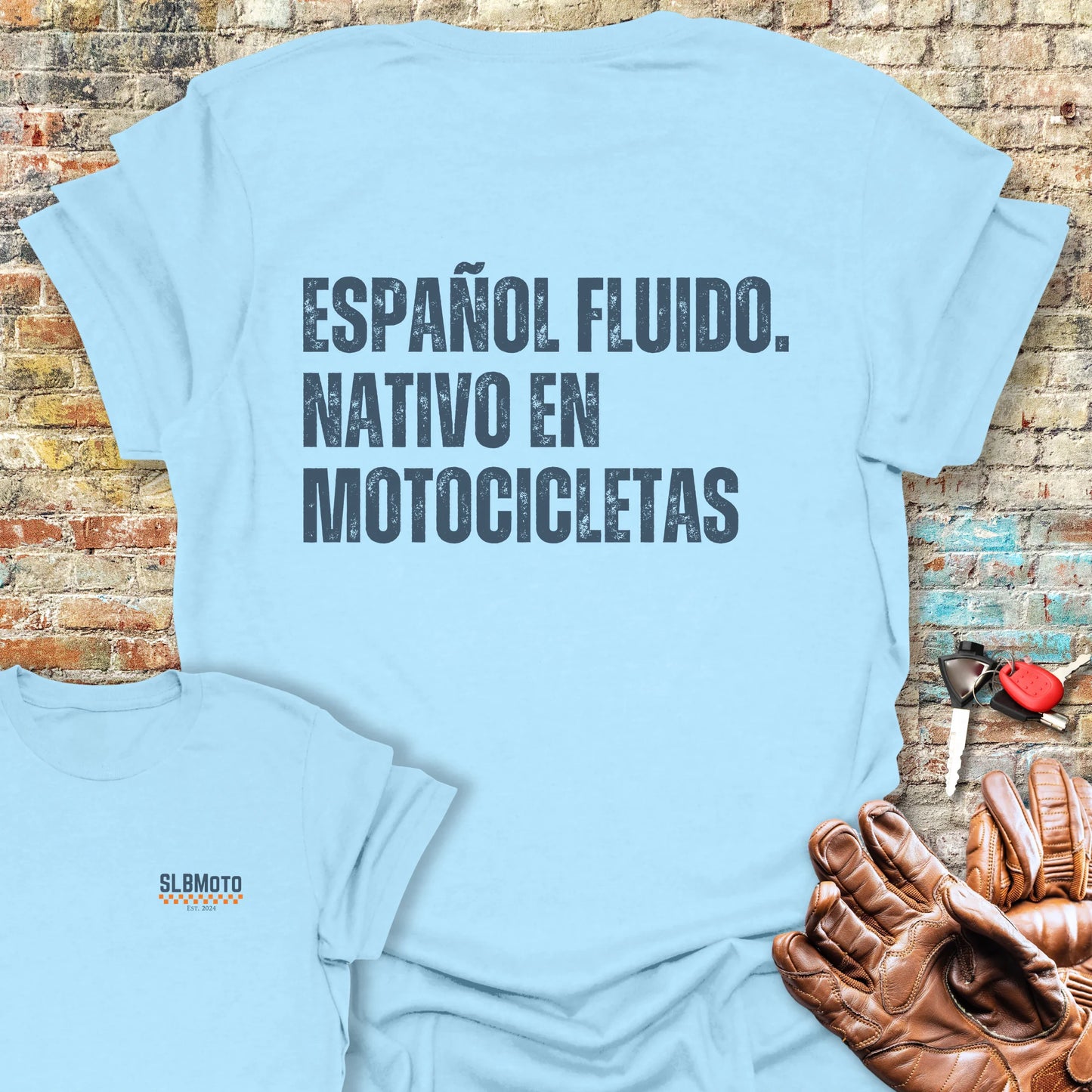 Espanol Fluido Back Print T-Shirt - Light Blue