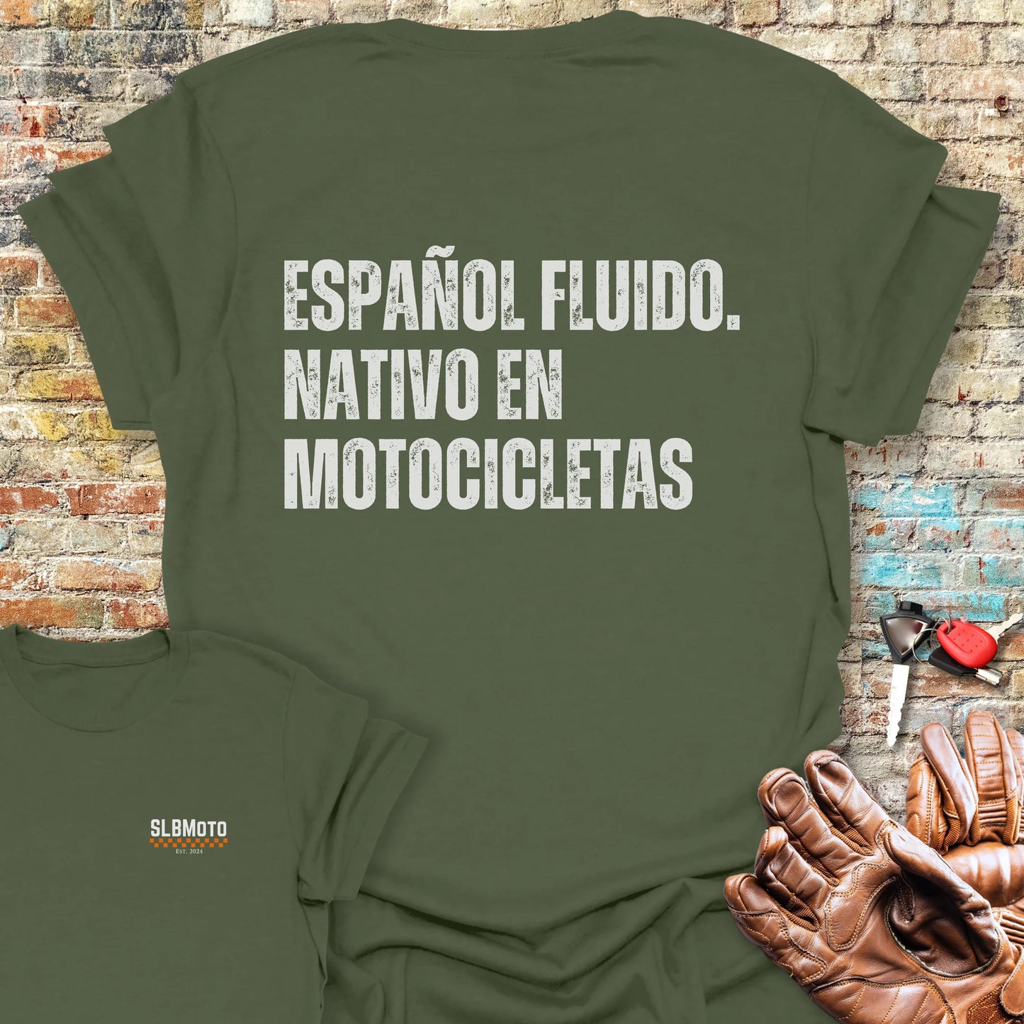 Espanol Fluido Back Print T-Shirt - Military Green