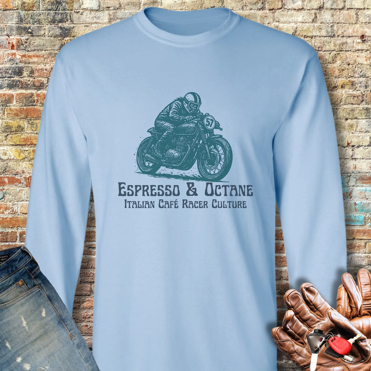 Espresso Long Sleeve T-Shirt - Light Blue