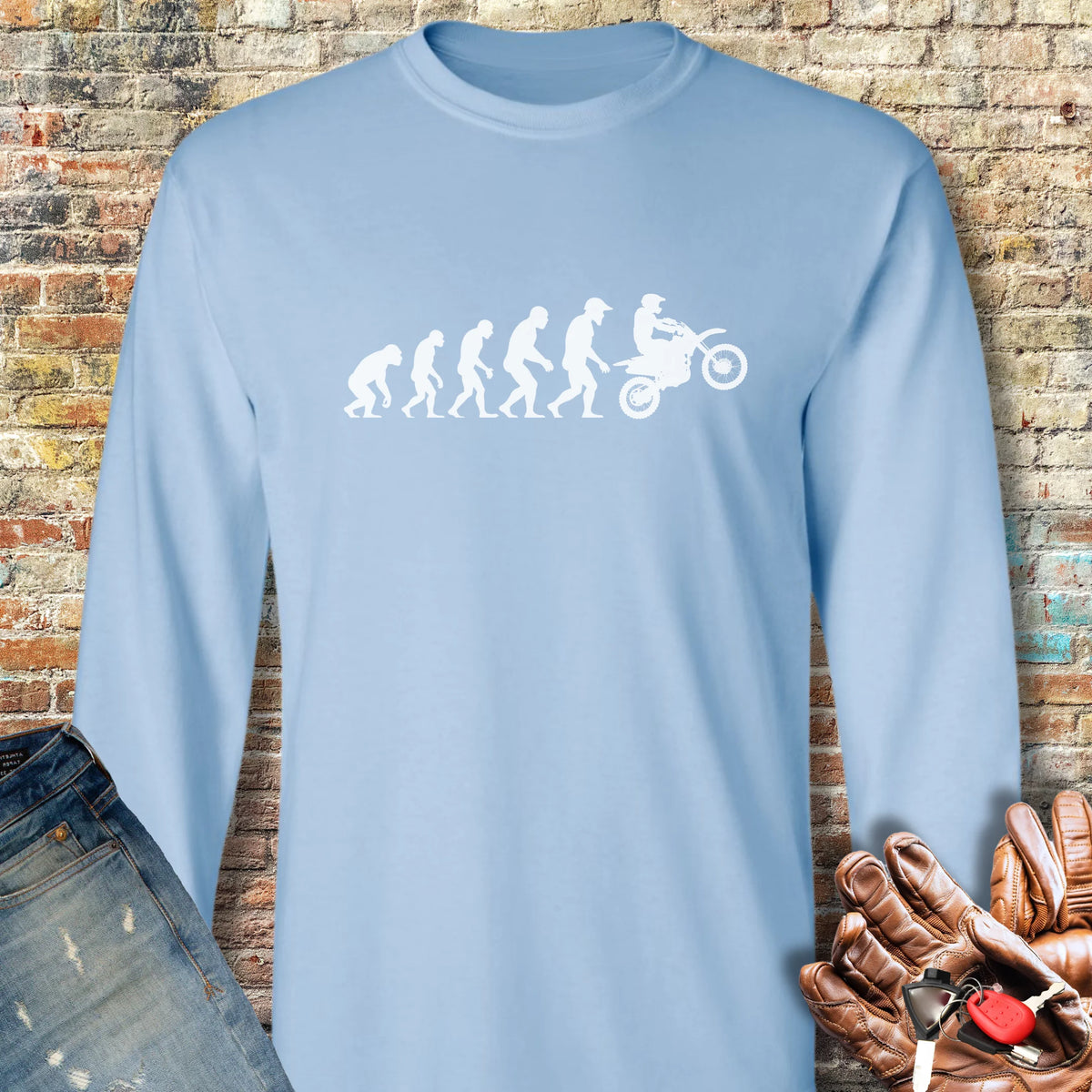 Evolution (MotoX) Long Sleeve T-Shirt - Light Blue