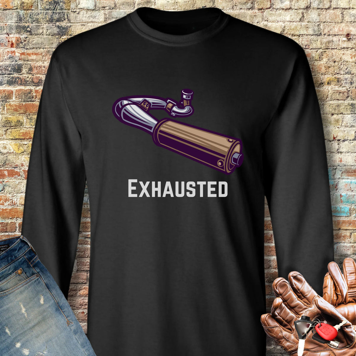 Exhausted Long Sleeve T-Shirt - Black