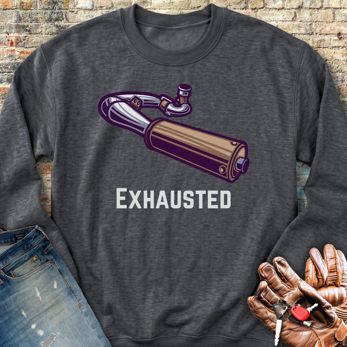 Exhausted Sweatshirt - Dark Heather