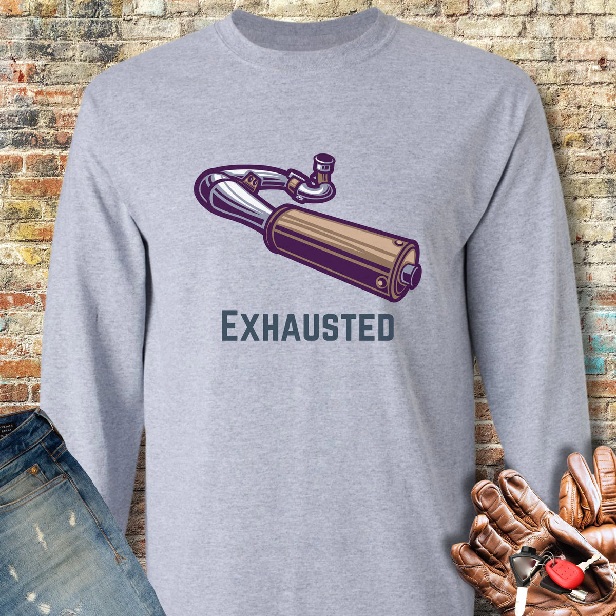 Exhausted Long Sleeve T-Shirt - Sport Grey
