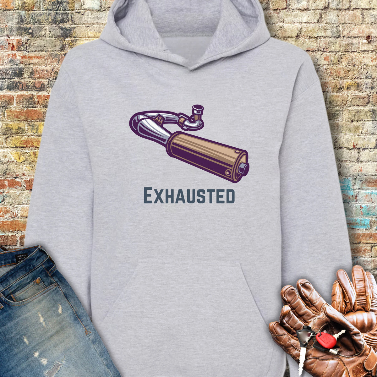 Exhausted Hoodie - Sport Grey