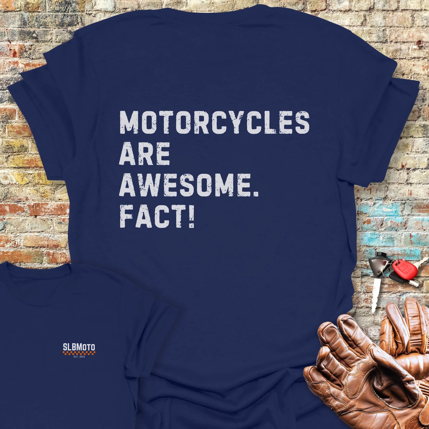 Fact (Text) Back Print T-Shirt - Navy