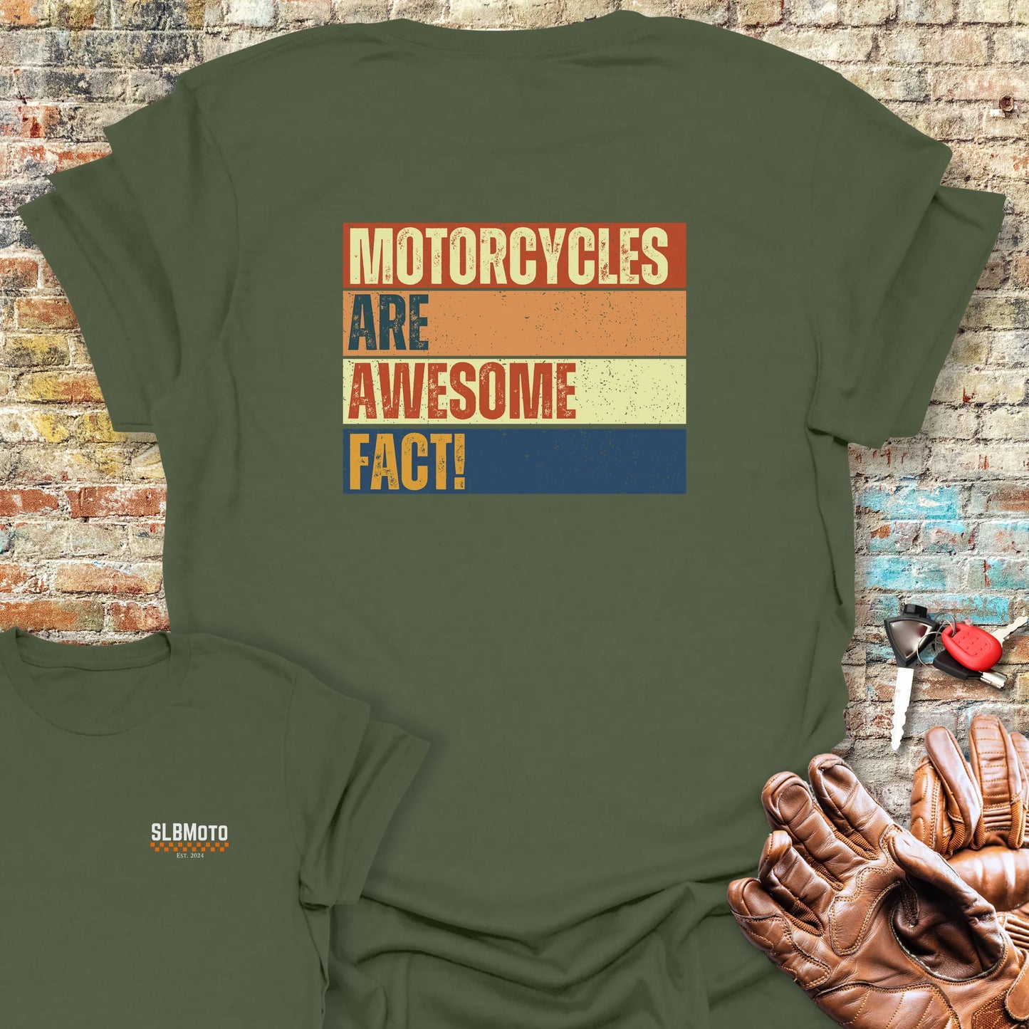Facts (Block) Back Print T-Shirt - Military Green