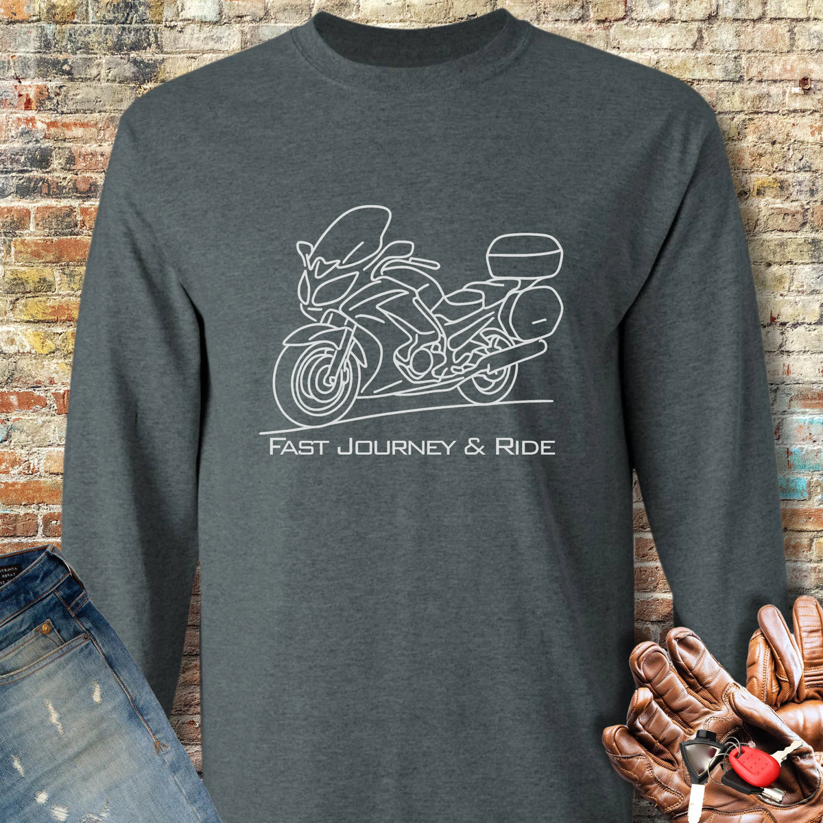 Fast Journey & Ride Long Sleeve T-Shirt - Dark Heather