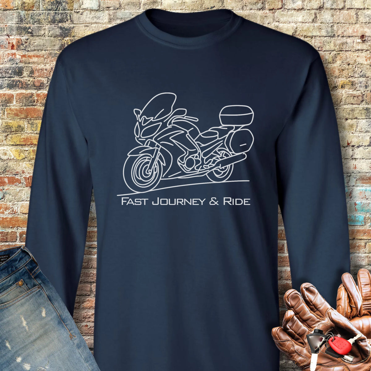 Fast Journey & Ride Long Sleeve T-Shirt - Navy