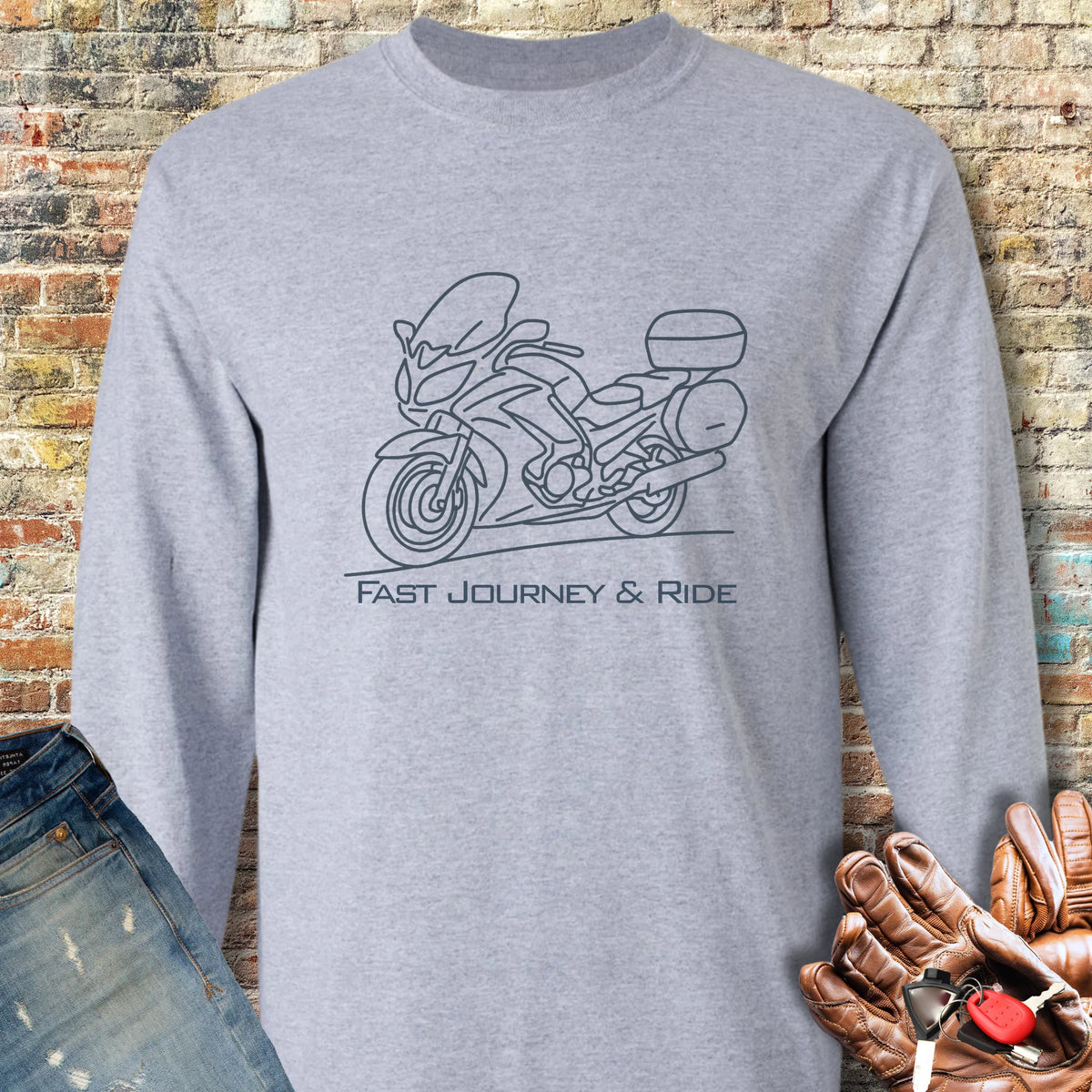 Fast Journey & Ride Long Sleeve T-Shirt - Sport Grey