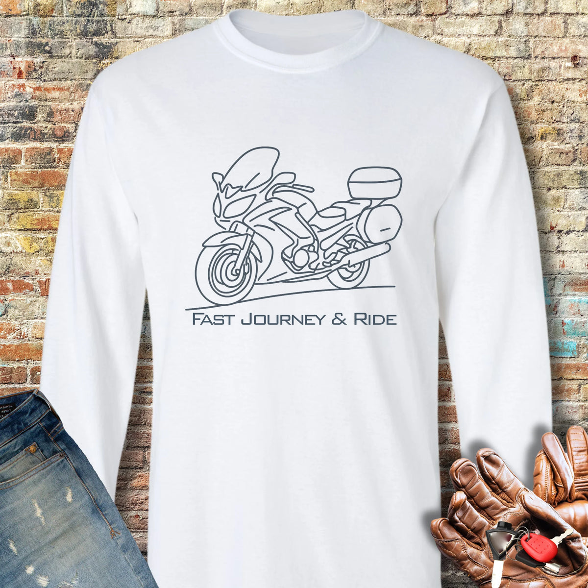 Fast Journey & Ride Long Sleeve T-Shirt - White