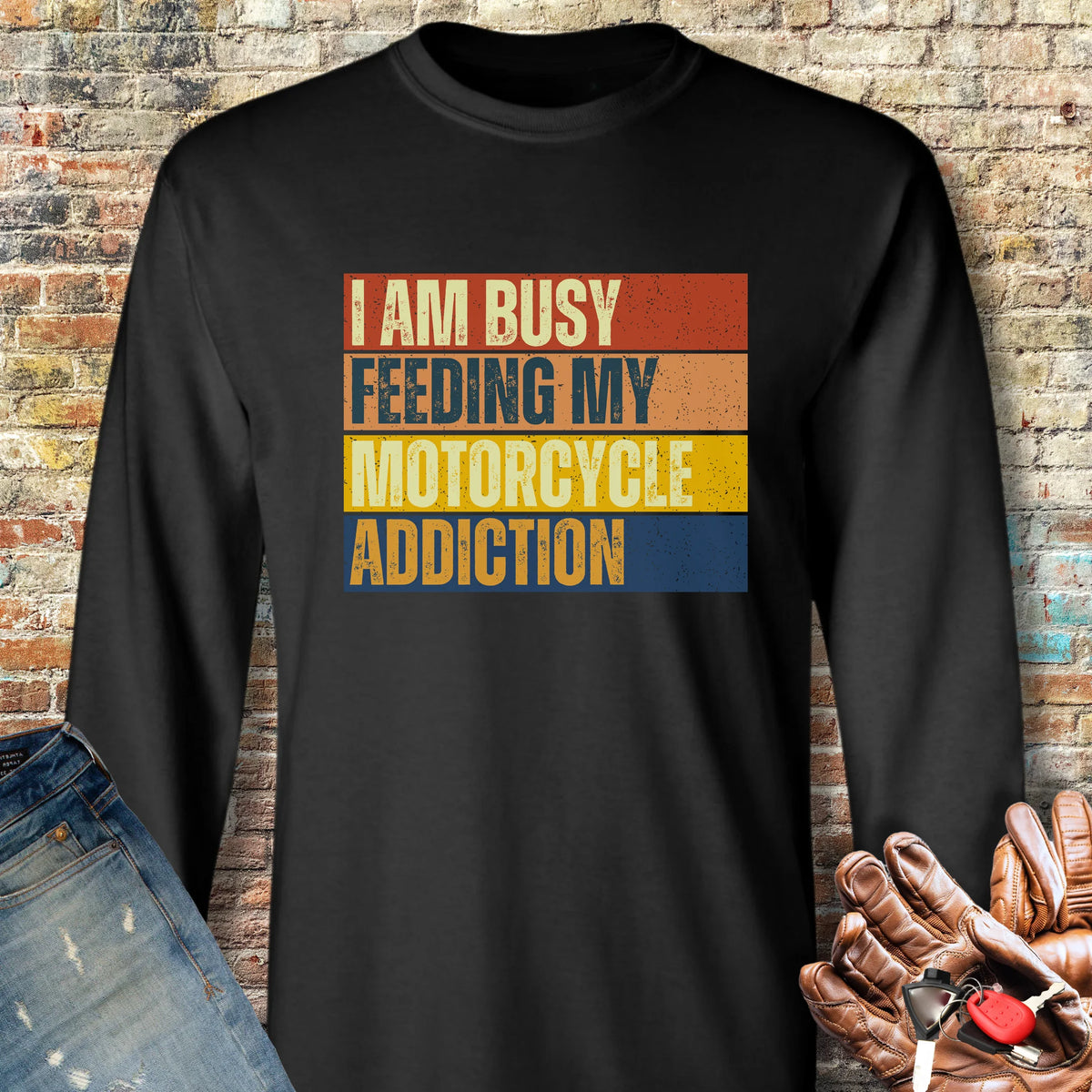 Feeding My Addiction (Block) Long Sleeve T-Shirt - Black