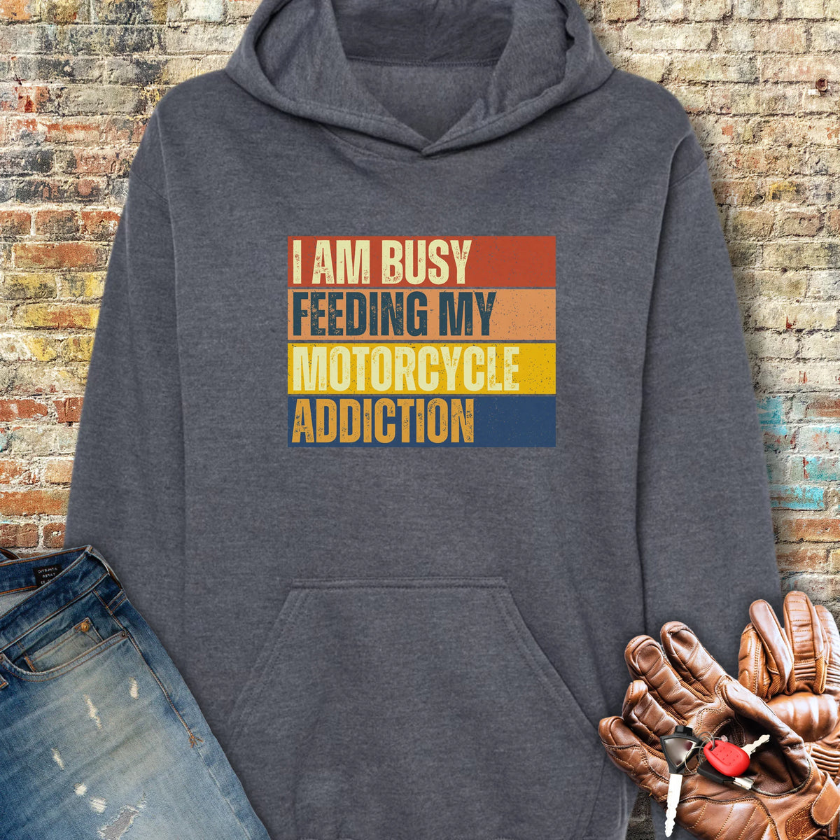 Feeding My Addiction (Block) Hoodie - Dark Heather