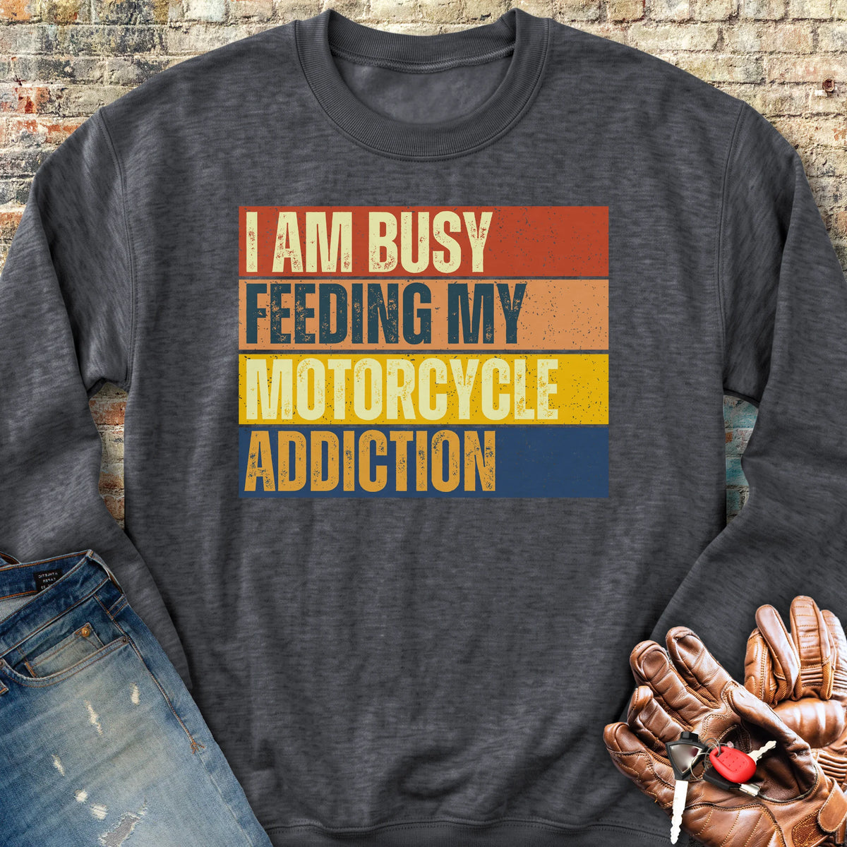 Feeding My Addiction (Block) Sweatshirt - Dark Heather