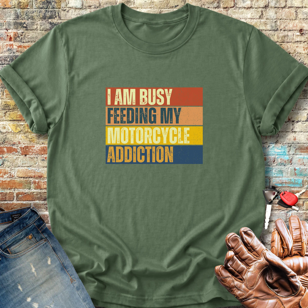 Feeding My Addiction (Block) Classic T-Shirt - Military Green