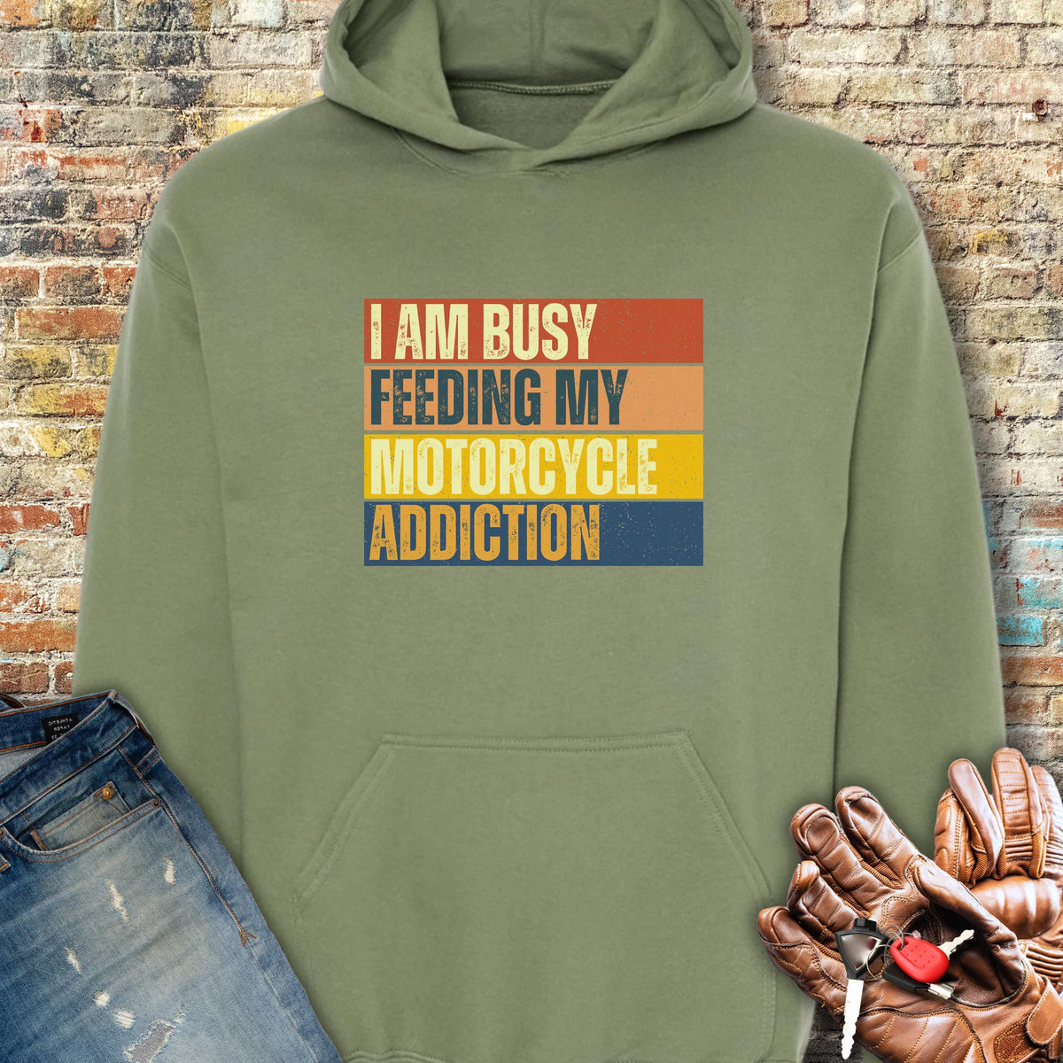 Feeding My Addiction (Block) Hoodie - Military Green