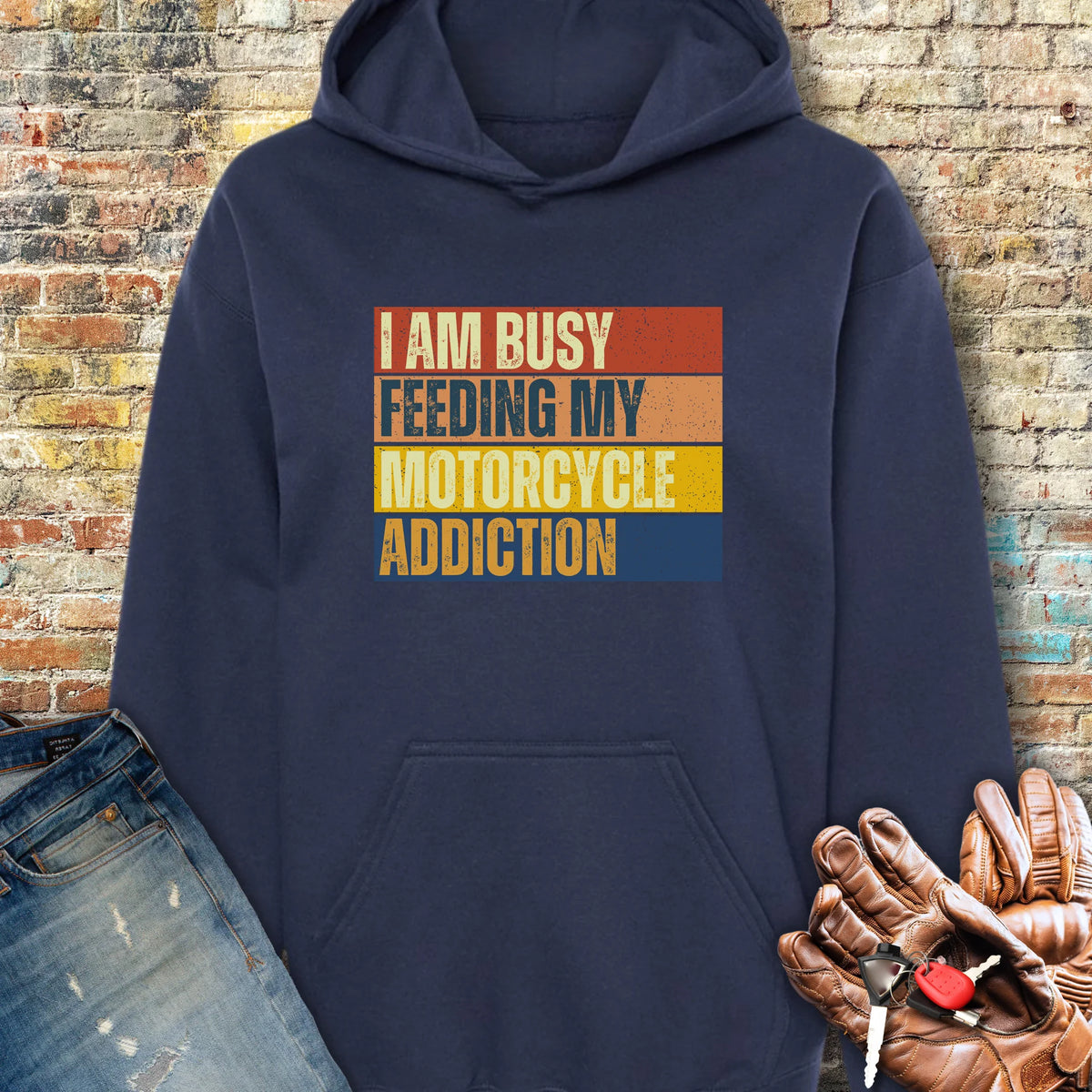 Feeding My Addiction (Block) Hoodie - Navy