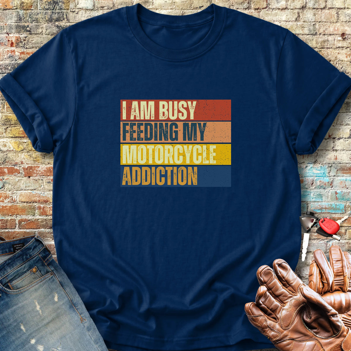 Feeding My Addiction (Block) Classic T-Shirt - Navy