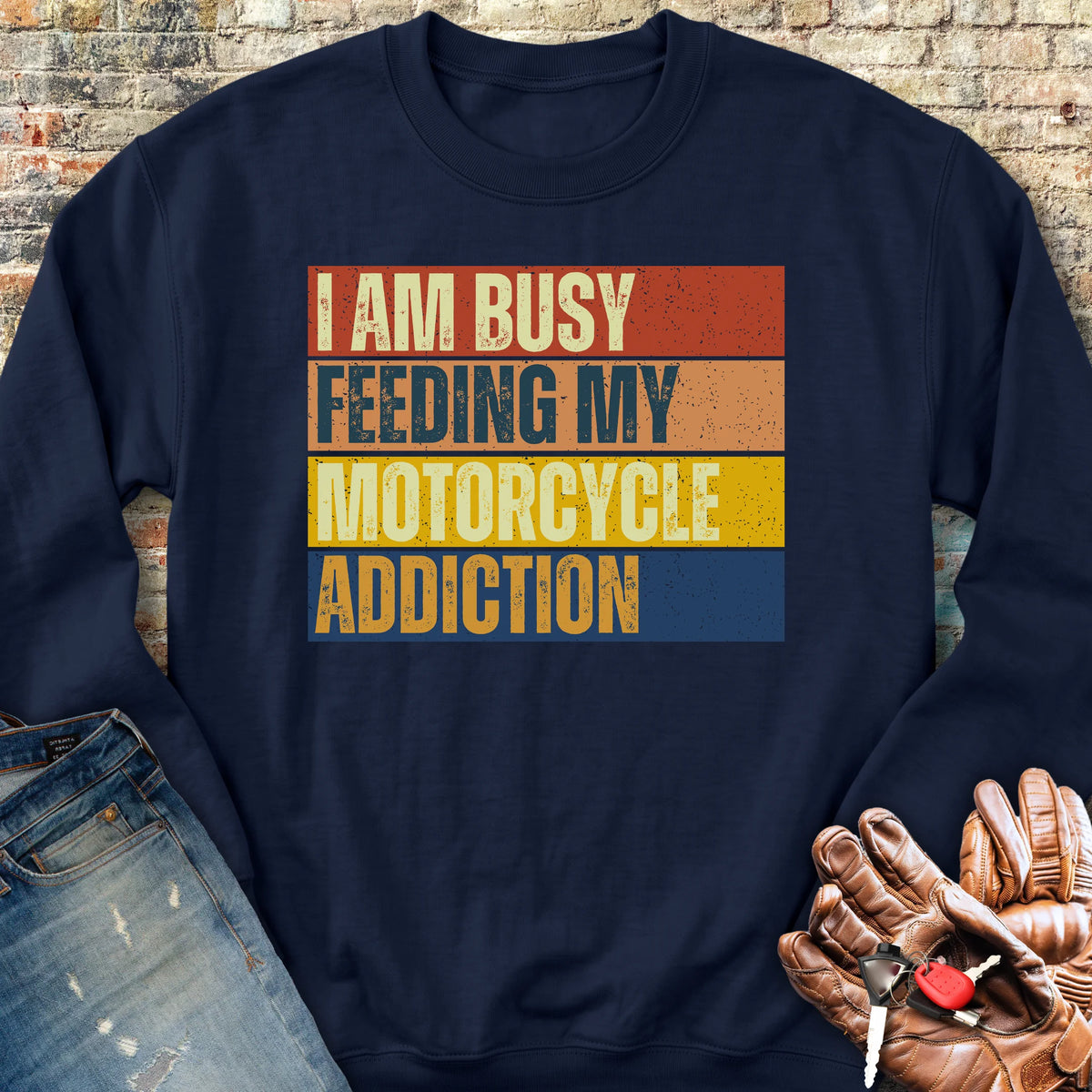 Feeding My Addiction (Block) Sweatshirt - Navy