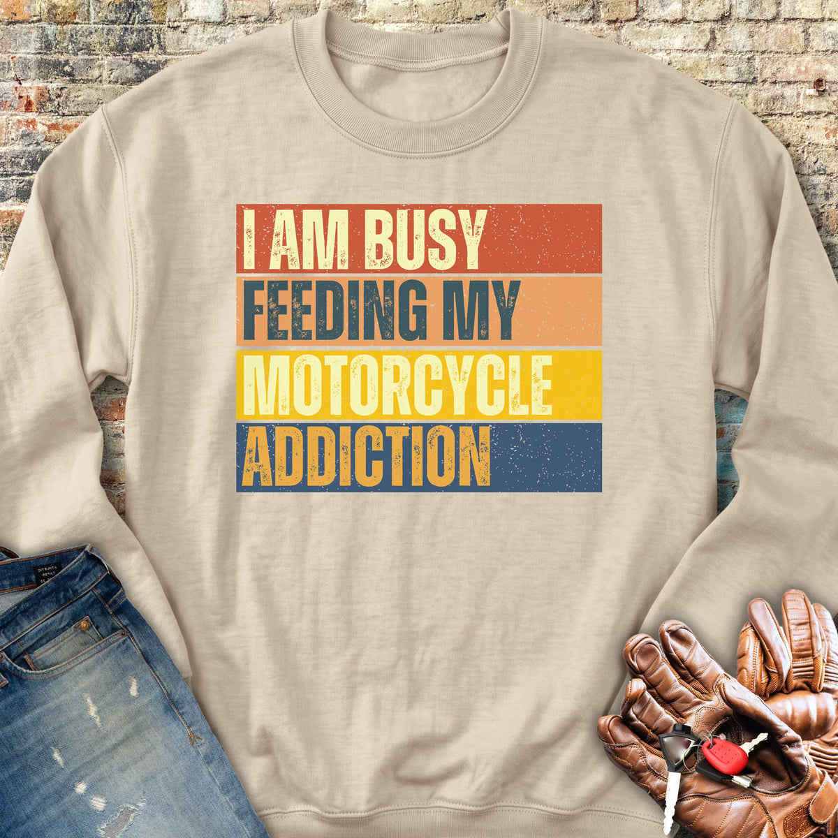 Feeding My Addiction (Block) Sweatshirt - Sand
