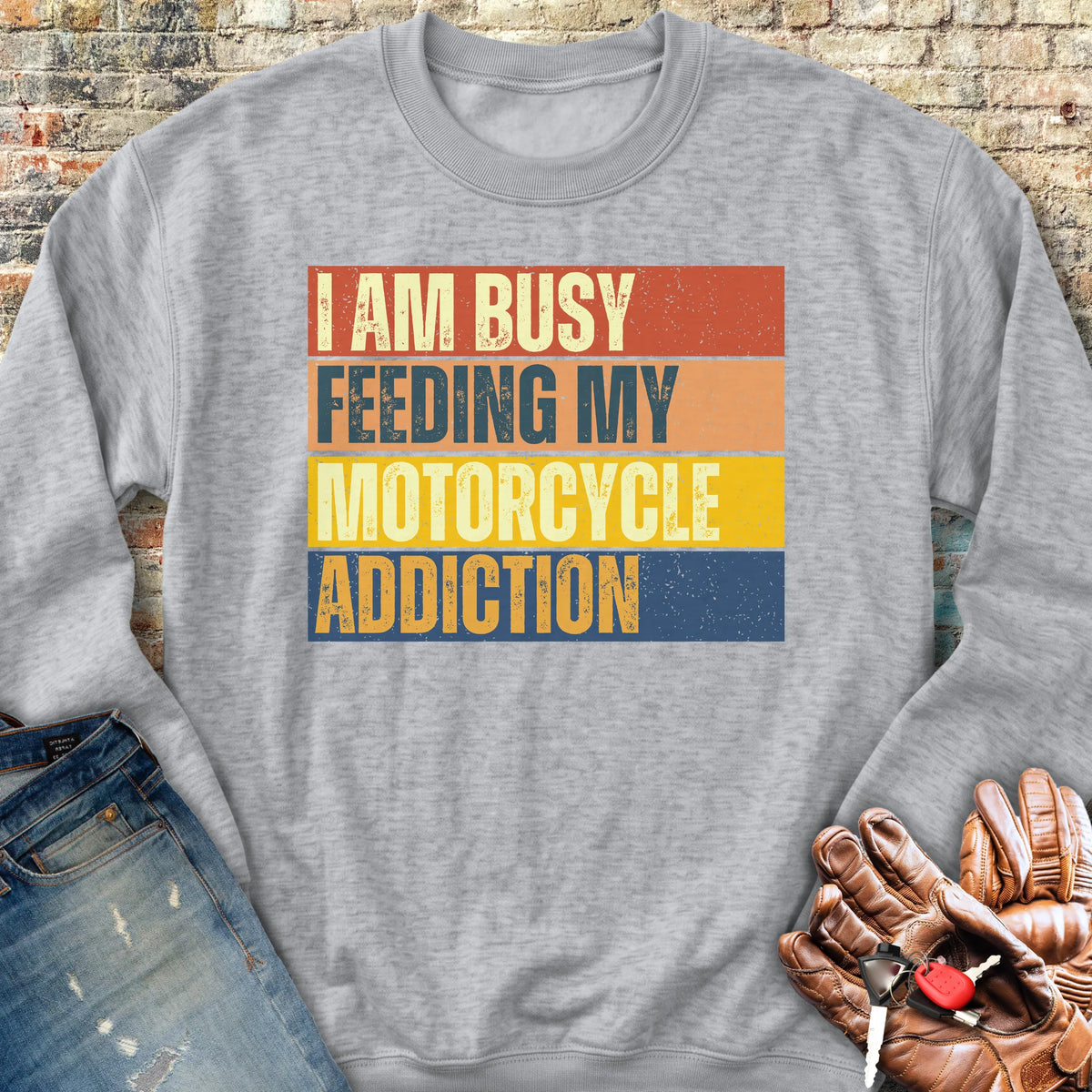 Feeding My Addiction (Block) Sweatshirt - Sport Grey