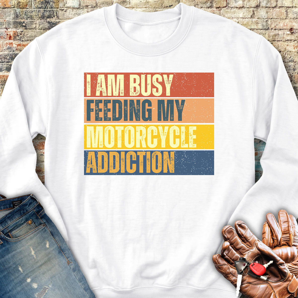 Feeding My Addiction (Block) Sweatshirt - White
