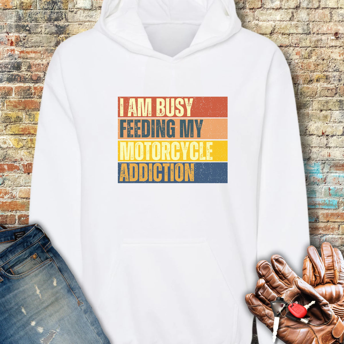Feeding My Addiction (Block) Hoodie - White