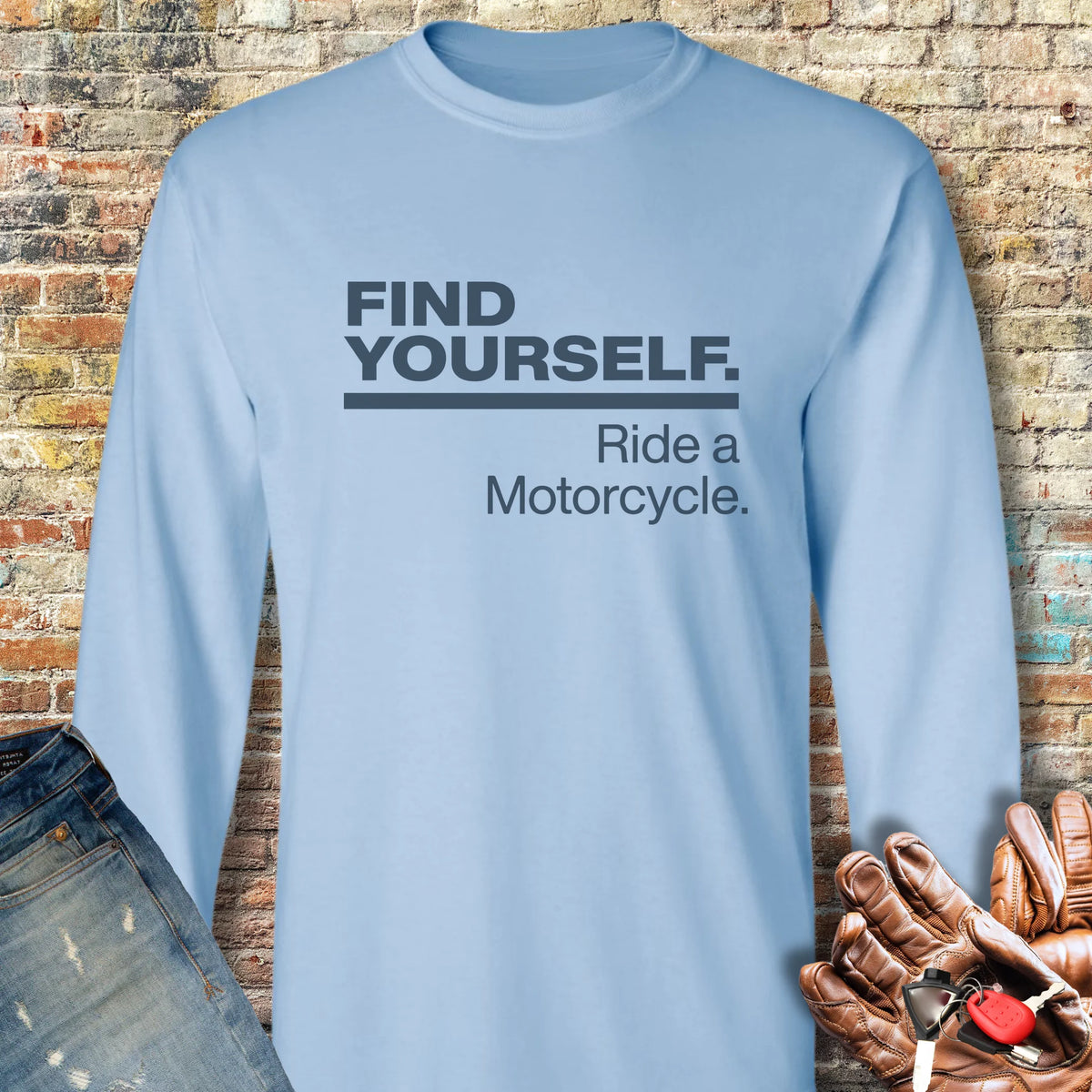 Find Yourself Long Sleeve T-Shirt - Light Blue