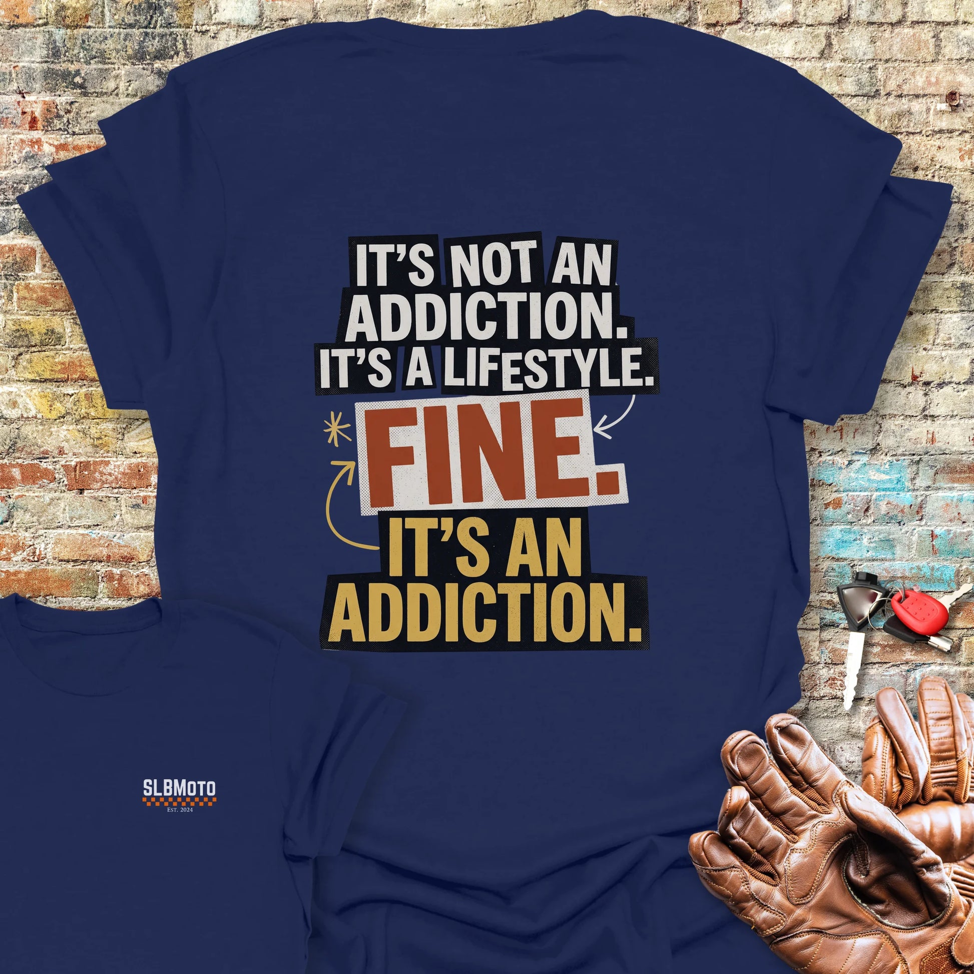 Fine Back Print T-Shirt - Navy